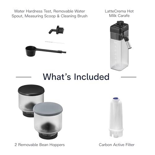 Automatic Bean-to-Cup Coffee Machine with Built-In Grinder & Milk Frother, Hot and Iced Coffee Drinks, Bean Switch System – Black