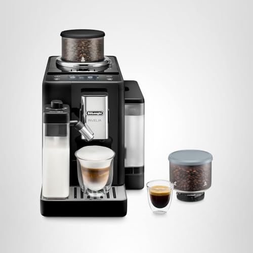 Automatic Bean-to-Cup Coffee Machine with Built-In Grinder & Milk Frother, Hot and Iced Coffee Drinks, Bean Switch System – Black