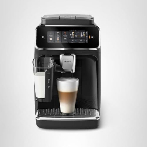 Fully Automatic Bean-to-Cup Coffee Machine with Milk System, Built-In Grinder, 6 Coffee Presets, Hot & Iced Drinks – Glossy Black