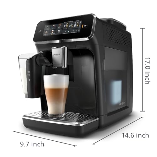 Fully Automatic Bean-to-Cup Coffee Machine with Milk System, Built-In Grinder, 6 Coffee Presets, Hot & Iced Drinks – Glossy Black