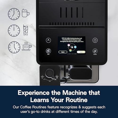 Automatic Bean-to-Cup Coffee Machine with Built-In Grinder & Milk Frother, Hot and Iced Coffee Drinks, Bean Switch System – Black