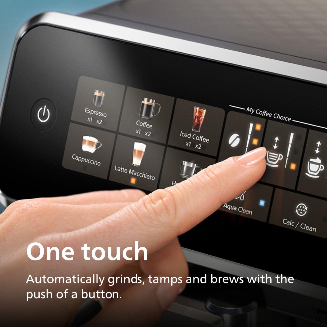 Fully Automatic Bean-to-Cup Coffee Machine with Milk System, Built-In Grinder, 6 Coffee Presets, Hot & Iced Drinks – Glossy Black