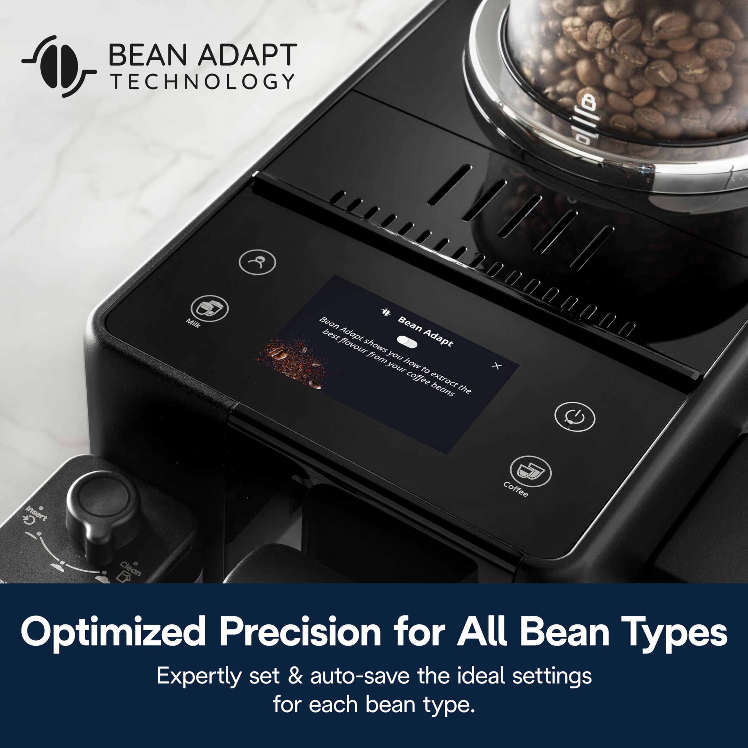 Automatic Bean-to-Cup Coffee Machine with Built-In Grinder & Milk Frother, Hot and Iced Coffee Drinks, Bean Switch System – Black
