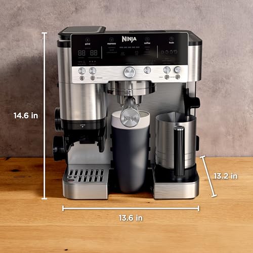 3-in-1 Coffee Machine ES601 – Espresso, Drip Coffee & Cold Brew, Built-In Grinder, Milk Frother, Assisted Tamper & Accessory Storage – Stainless Steel