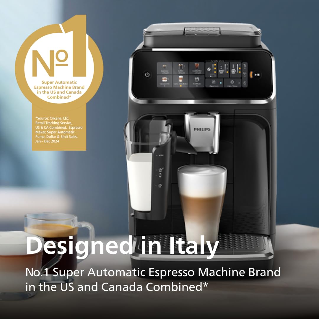 Fully Automatic Bean-to-Cup Coffee Machine with Milk System, Built-In Grinder, 6 Coffee Presets, Hot & Iced Drinks – Glossy Black